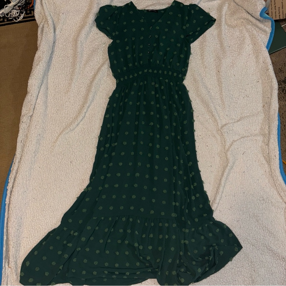 Green Polka Maxi Dress - Elegant Women's Summer Maxi